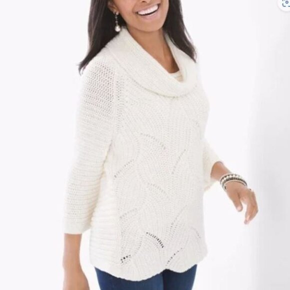 Chico's Ivory Cowl Neck Lowri Pullover Sweater L - Picture 3 of 10
